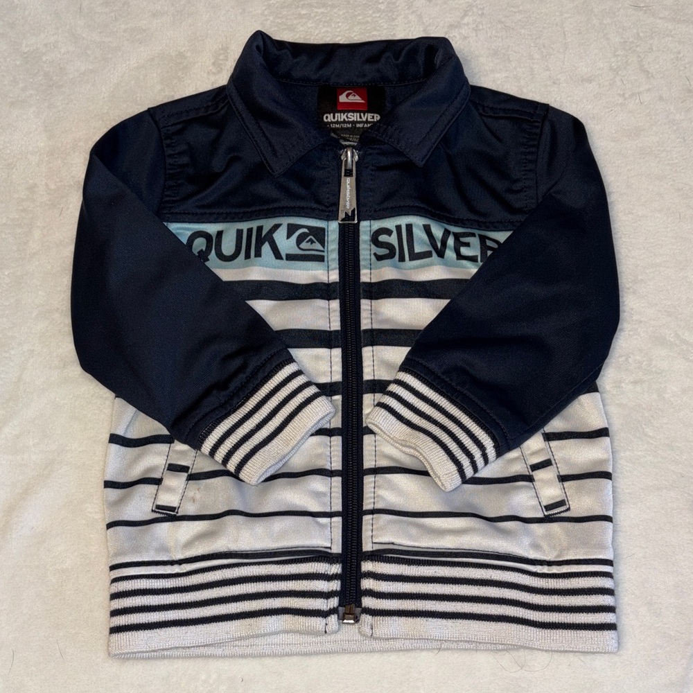 Quiksilver Navy and White Striped Zip Jacket for Kids 12 months